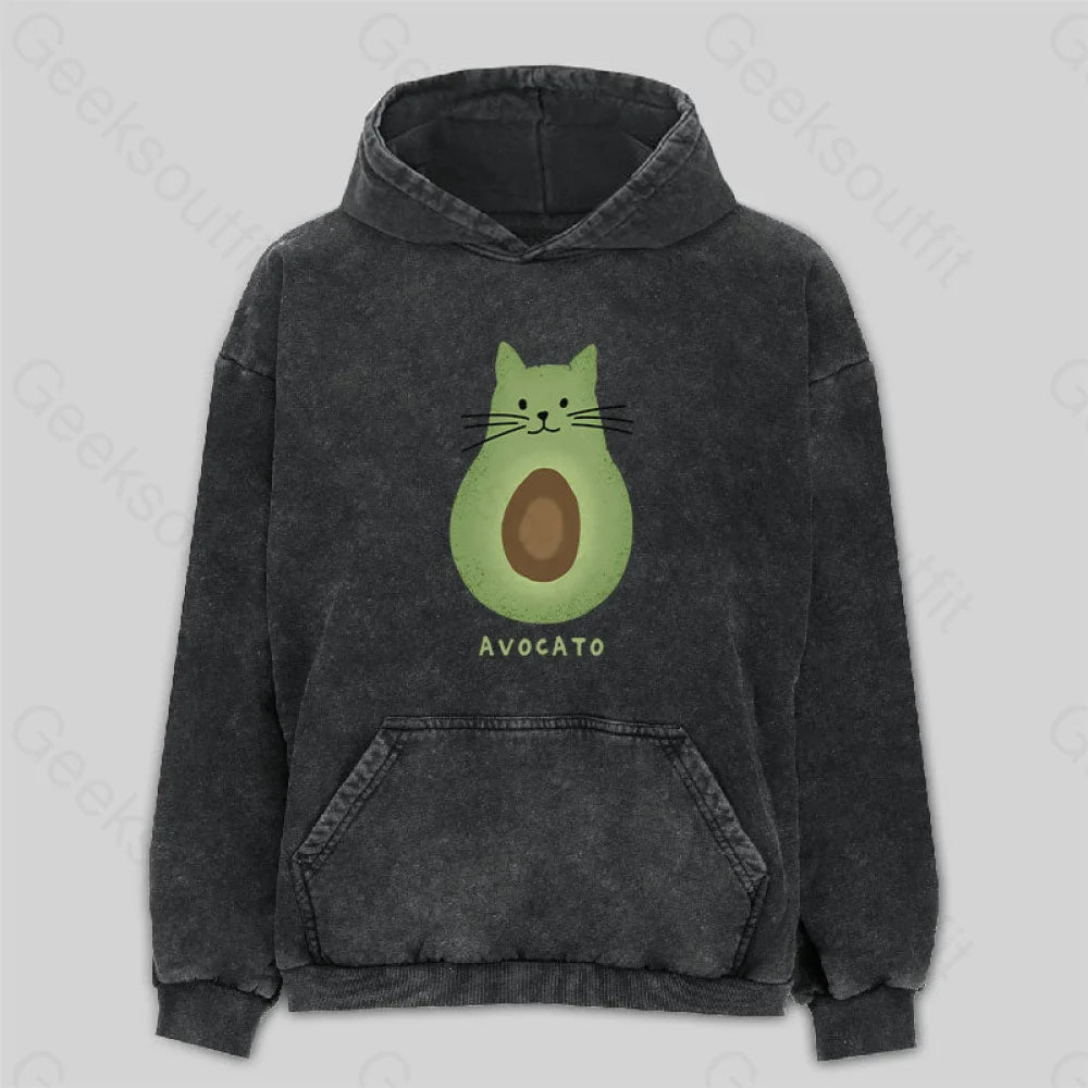 Avocato Cat Avocado Pun Washed Hoodie M