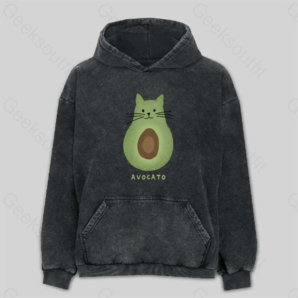 Avocato Cat Avocado Pun Washed Hoodie M