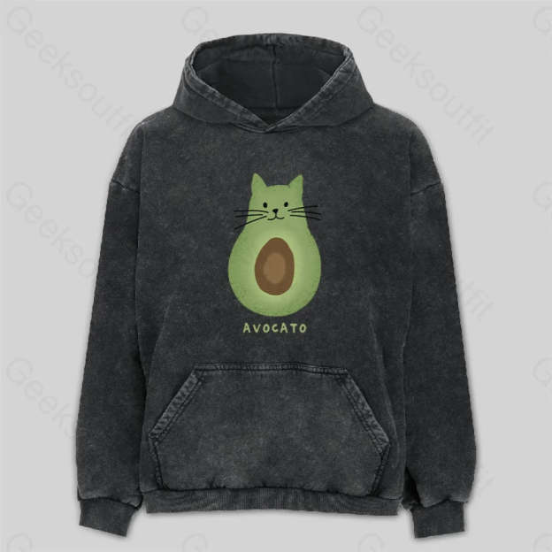 Avocato Cat Avocado Pun Washed Hoodie M