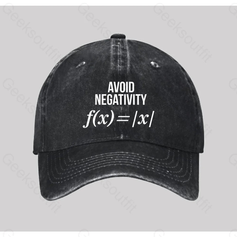 Avoid Negativity Washed Vintage Baseball Cap Black