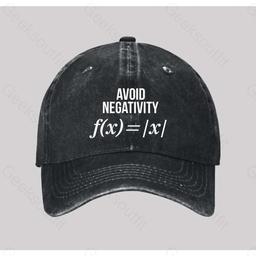 Avoid Negativity Washed Vintage Baseball Cap Black