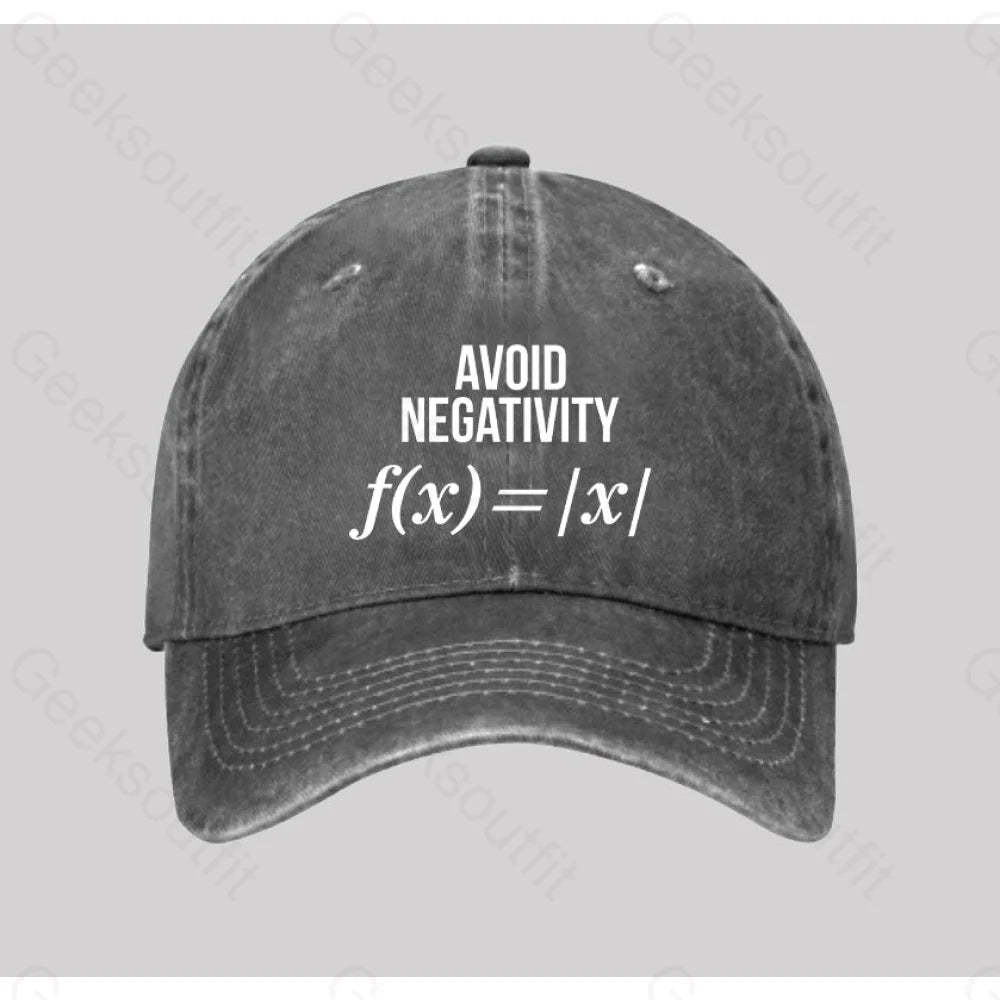 Avoid Negativity Washed Vintage Baseball Cap Grey
