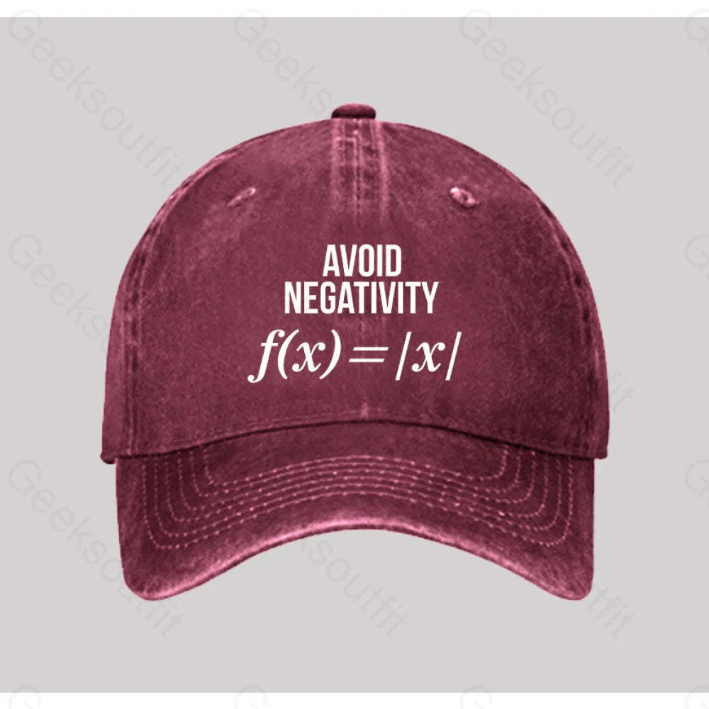 Avoid Negativity Washed Vintage Baseball Cap Red