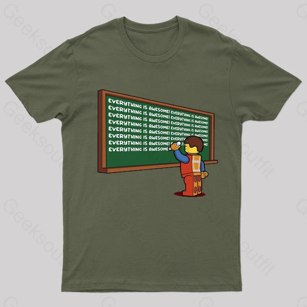 Awesome Chalkboard Geek T-Shirt Army Green / S