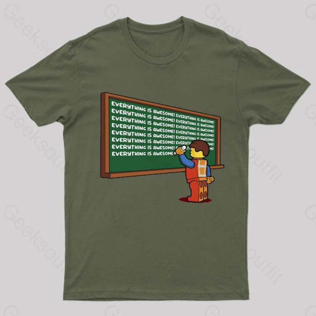 Awesome Chalkboard Geek T-Shirt Army Green / S