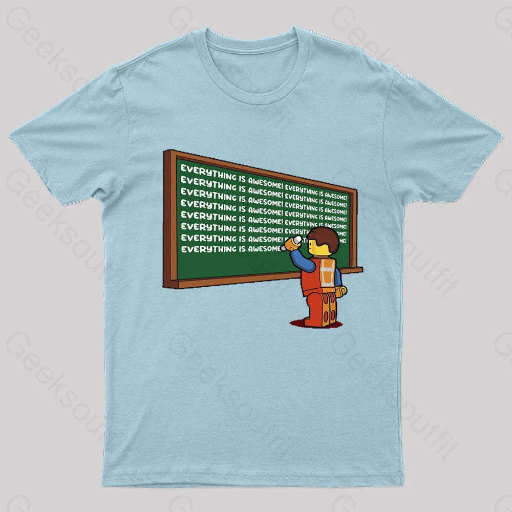 Awesome Chalkboard Geek T-Shirt Light Blue / S