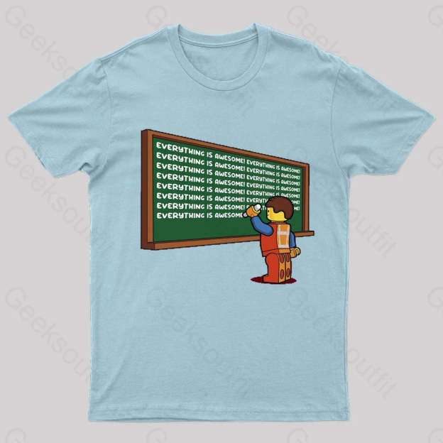 Awesome Chalkboard Geek T-Shirt Light Blue / S