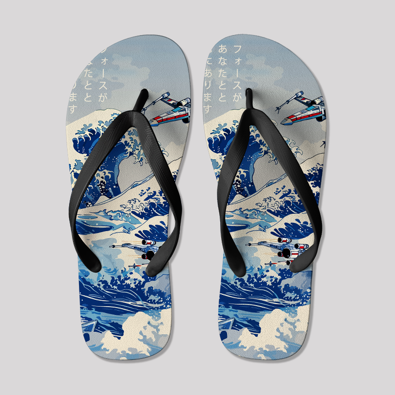 Ukiyoe Wave Fighter Geek Flip Flops