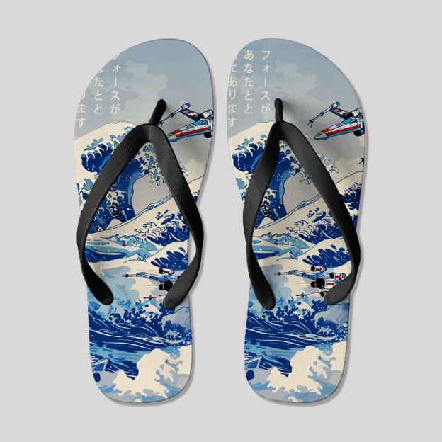 Ukiyoe Wave Fighter Geek Flip Flops