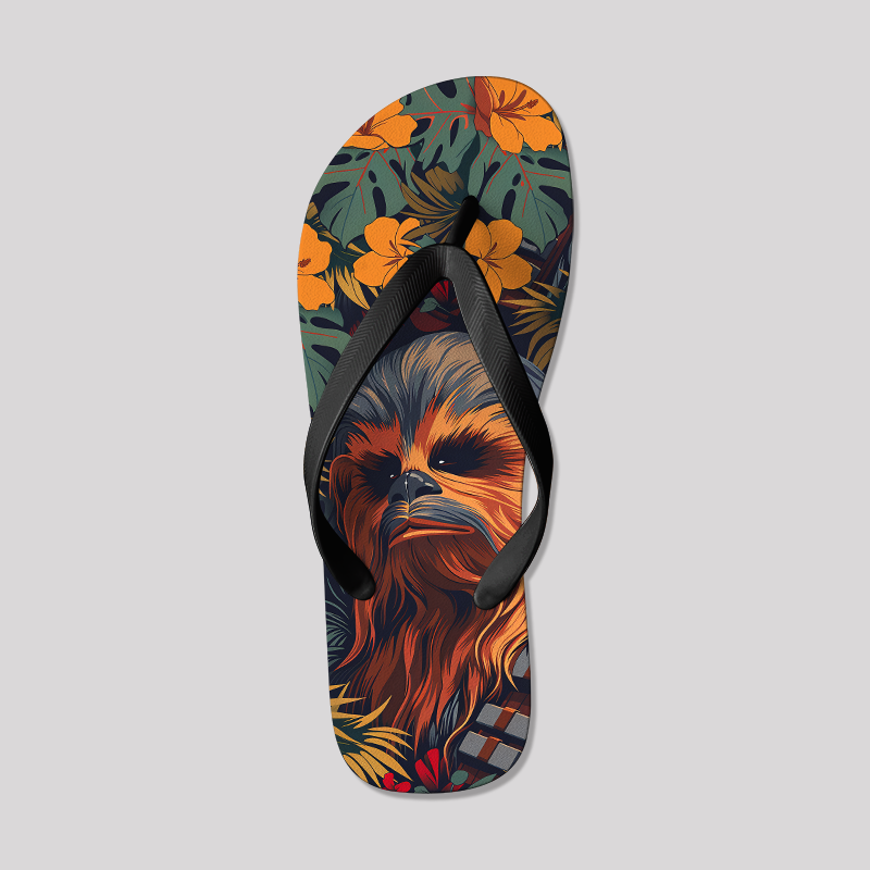 Chewbacca Flowers Geek Flip Flops