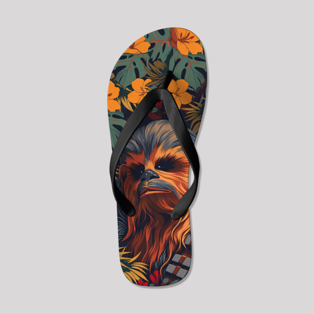 Chewbacca Flowers Geek Flip Flops