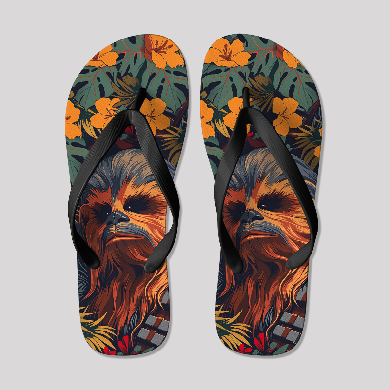 Chewbacca Flowers Geek Flip Flops