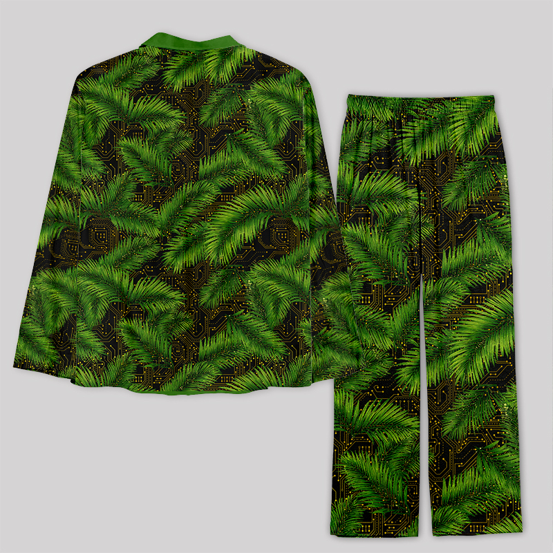 Palm Leaf Circuit Board Geek Pajama Sets