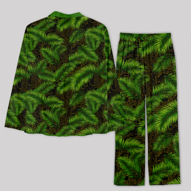Palm Leaf Circuit Board Geek Pajama Sets
