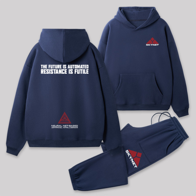 Skynet Front and Back Printed Geek Fleece Hoodie Set