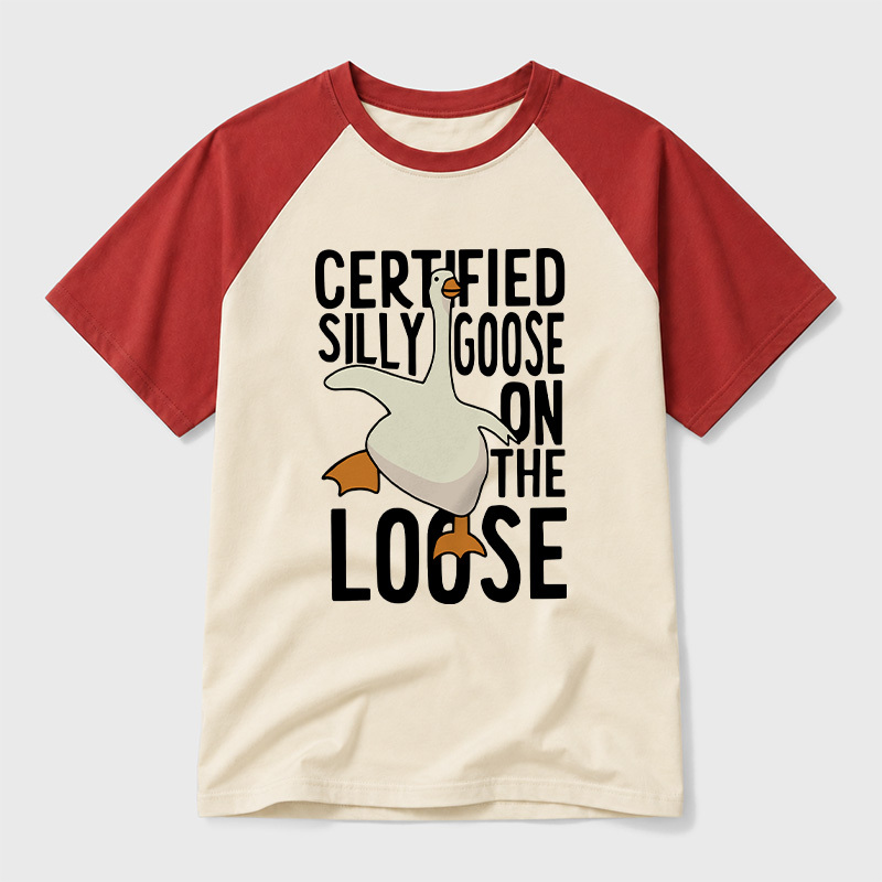 Certified Silly Goose On The Loose Geek Retro Raglan T-Shirt