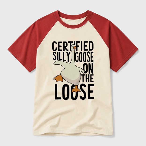 Certified Silly Goose On The Loose Geek Retro Raglan T-Shirt