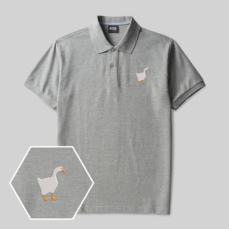 Untitled Goose Geek Embroidered Polo Shirts