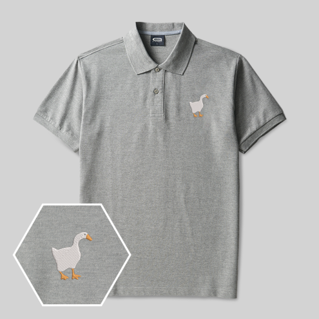 Untitled Goose Geek Embroidered Polo Shirts