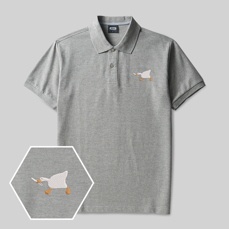 Knife Goose Geek Embroidered Polo Shirts