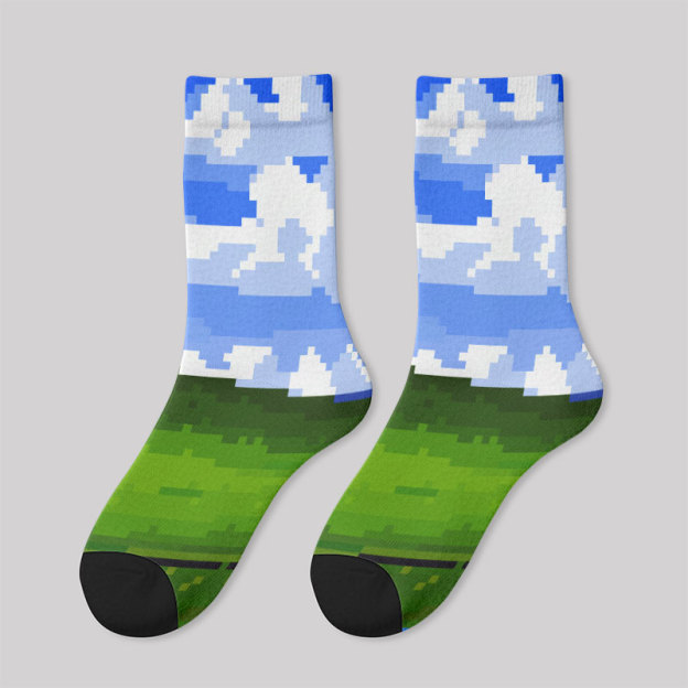 Win XP Wallpaper Pixel Men's Socks