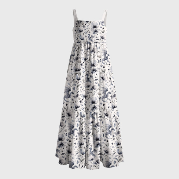 Fantasy Dragon Crystal Flower Geek Tiered Cami Maxi Dress