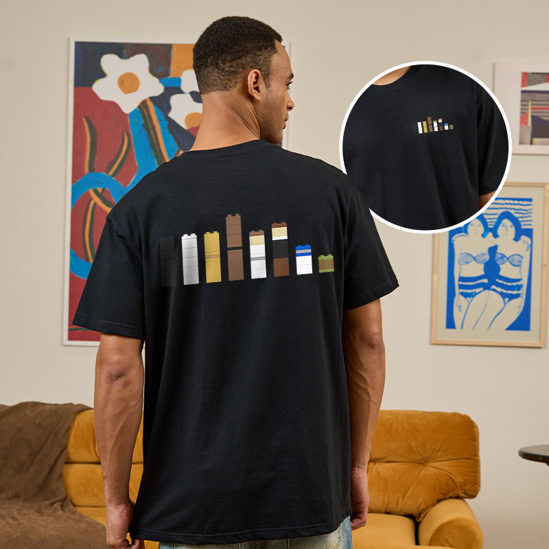 Building Blocks Creative Galactic Color Theory Front and Back Printing Geek T-Shirt