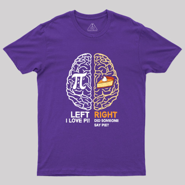 Funny Pi Day Left Vs Right Brain Pie Geek T-Shirt