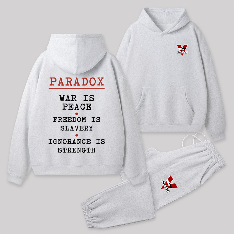 INGSOC Front and Back Printed Geek Fleece Hoodie Set