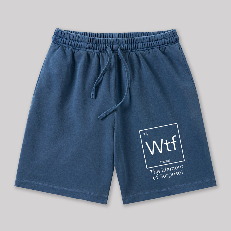 Wtf The Element of Surprise Geeky Washed Shorts