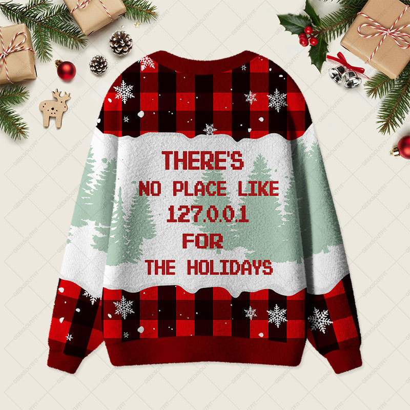 Geeksoutfit There's No Place Like 127.0.0.1 Geek Ugly Cardigan Sweaters for Sale