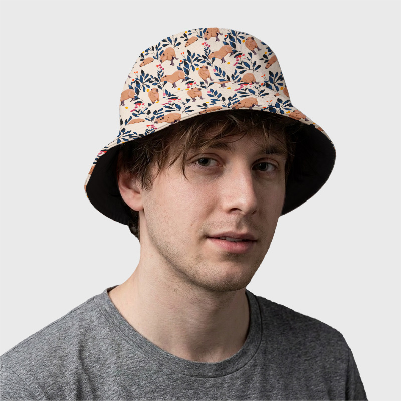 Capybara And Plants Geek Bucket Hat