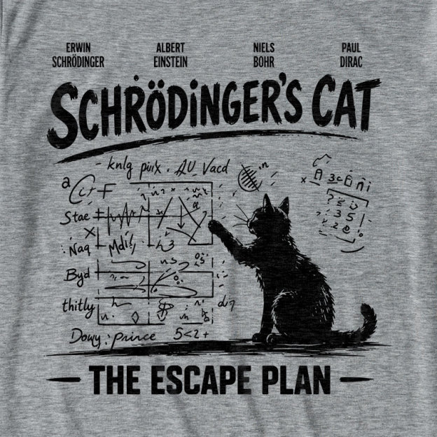 Schrodinger's Cat Escape Plan Interesting Physics Science Ultra Soft Heather Tee