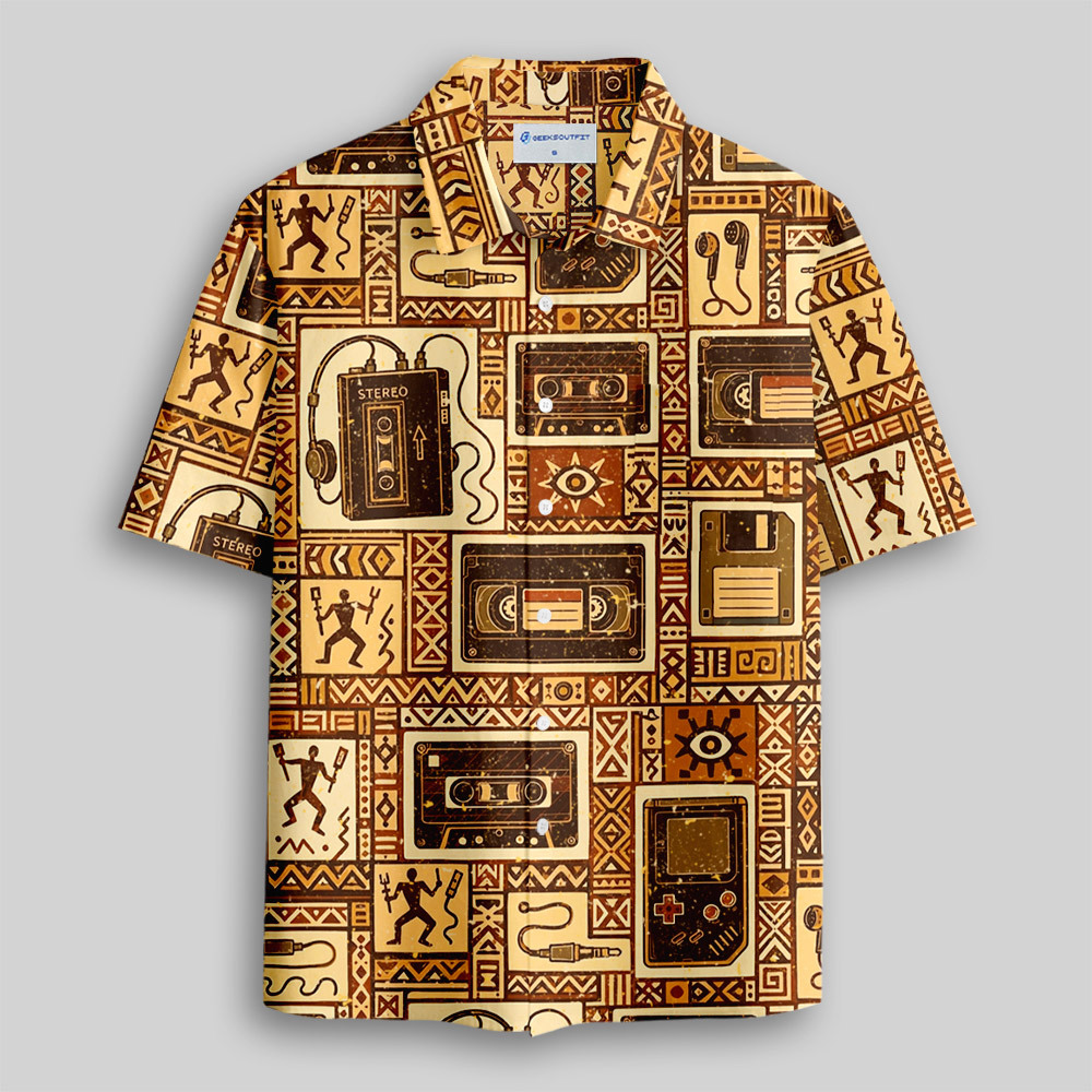 Digital Artifacts Tribal Button Up Pocket Shirt