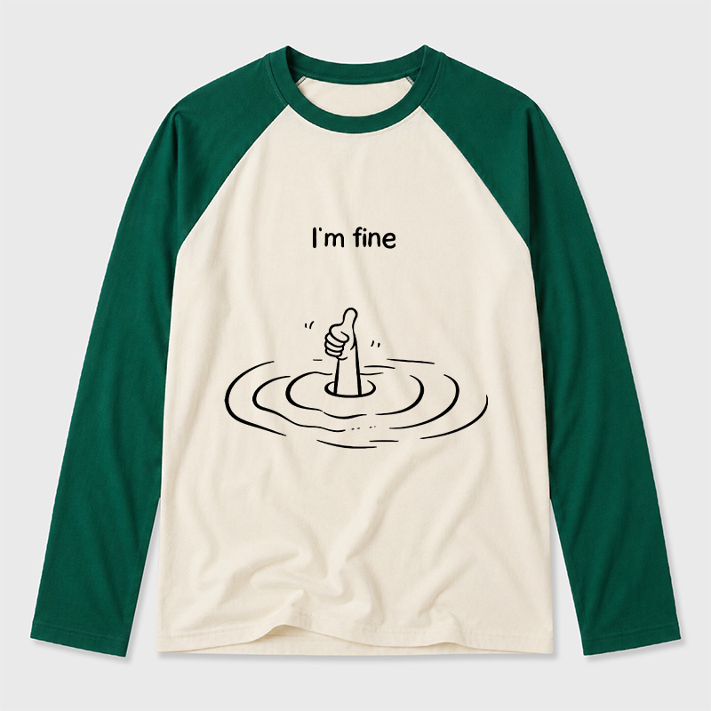 I'm Fine Geek Retro Raglan Long-Sleeve Tee
