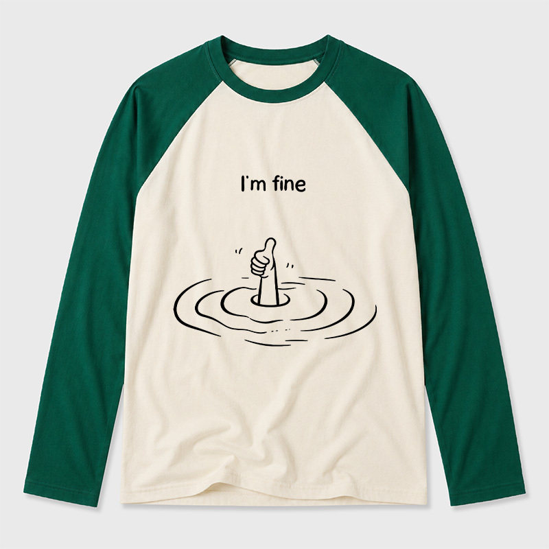 I'm Fine Geek Retro Raglan Long-Sleeve Tee