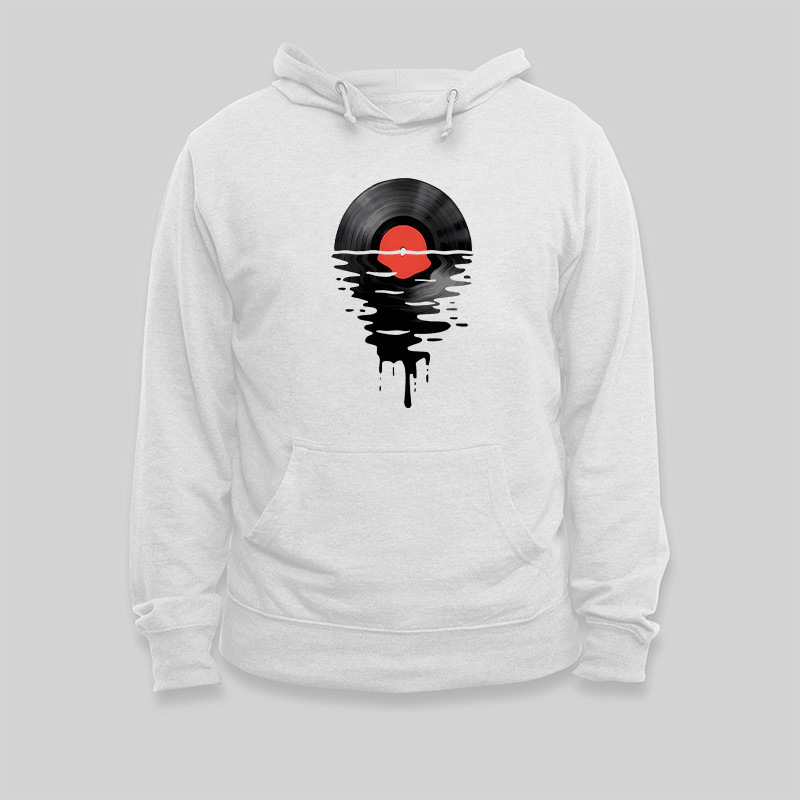 Vinyl LP Music Record Sunset Geek Hoodie
