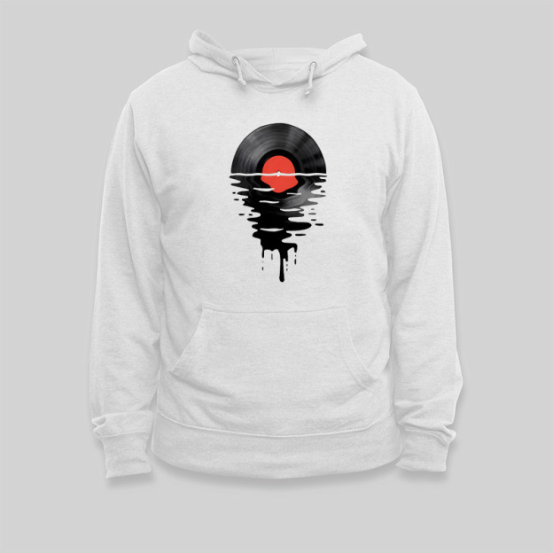 Vinyl LP Music Record Sunset Geek Hoodie