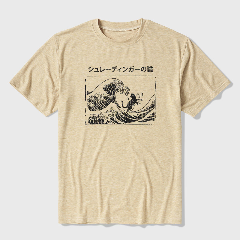 The Great Wave of Schrodinger's Cat Ultra Soft Heather Tee