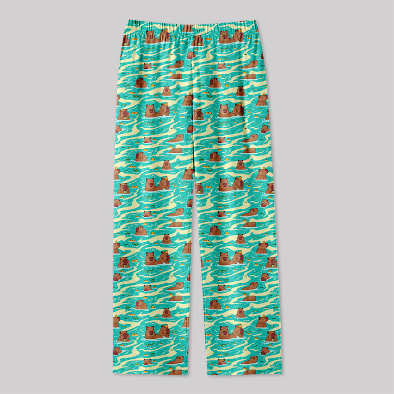Capybara Swimming Hawaii Geek Loungewear Pants