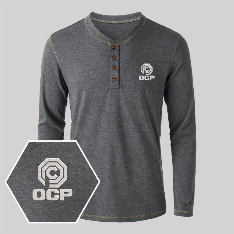 OCP Embroidered Long Sleeve Henley Shirts