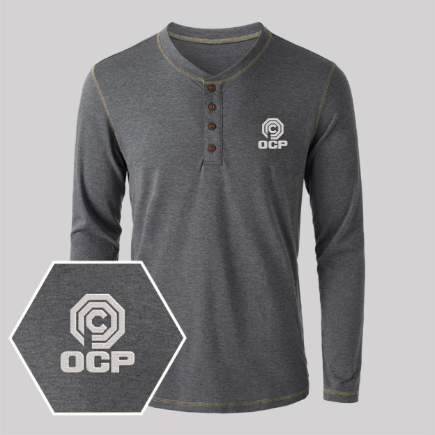 OCP Embroidered Long Sleeve Henley Shirts