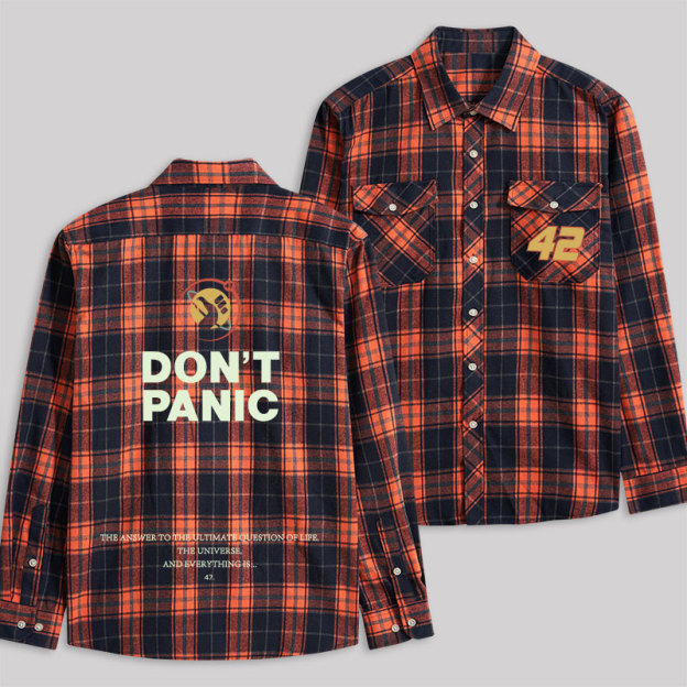 Don't Panic Plaid Flannel Shirt