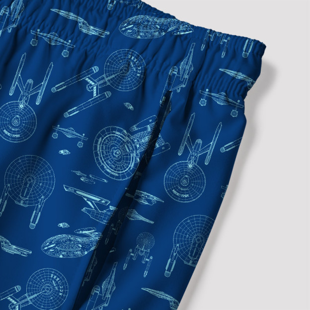 Spaceship Line Drawing Geek Hawaiian Swim Trunks