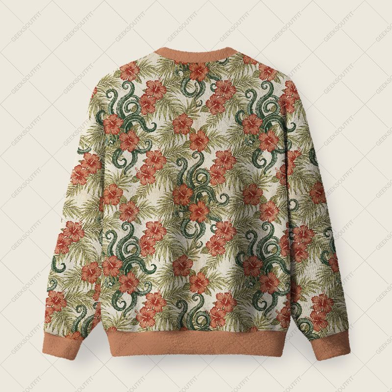 Tropical Snake Ugly Christmas Fuzzy Fleece Sweatshirt