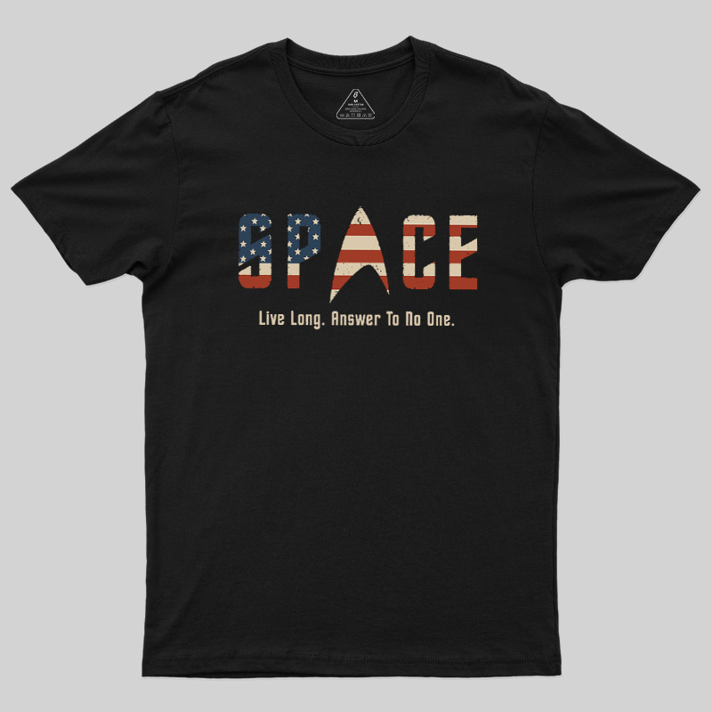 US Flag Deep Space Motto Geek T-Shirt