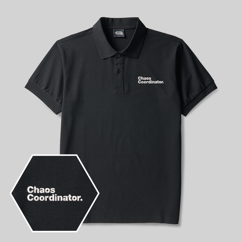 Chaos Coordinator Geek Embroidered Polo Shirts