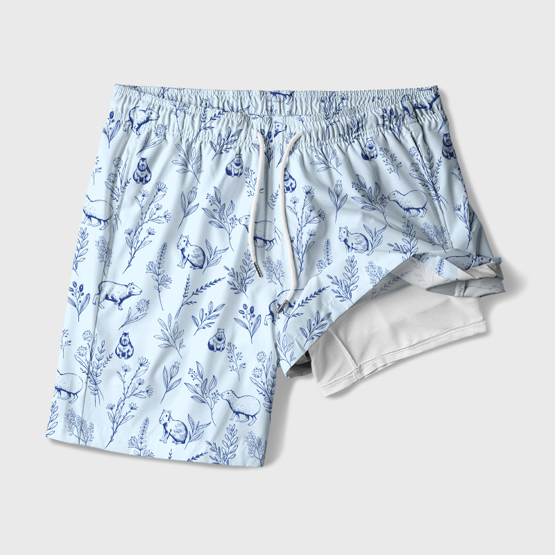 Capybara Geek Hawaiian Swim Trunks