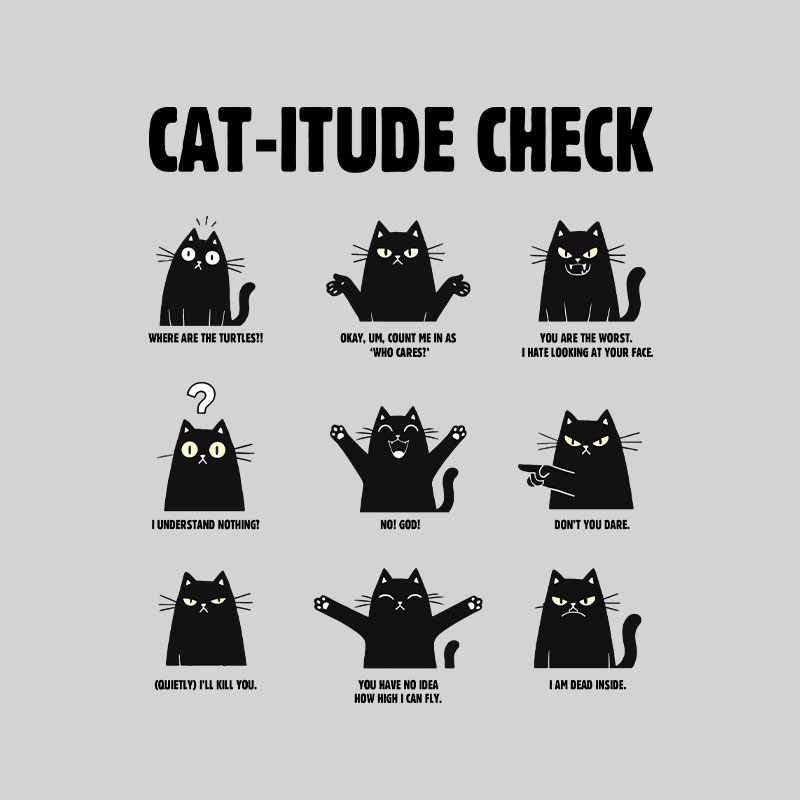 Cat-itude Check Geek T-Shirt