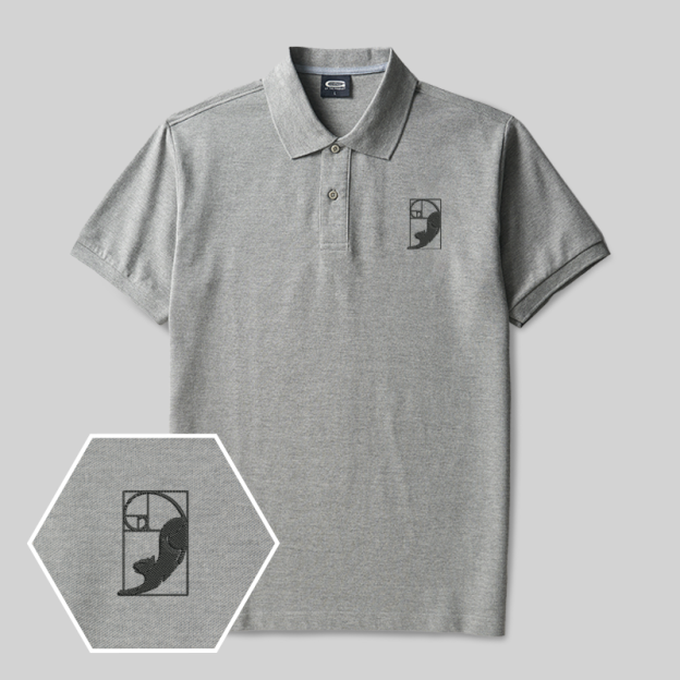 Fibonacci Cat Geek Embroidered Polo Shirts